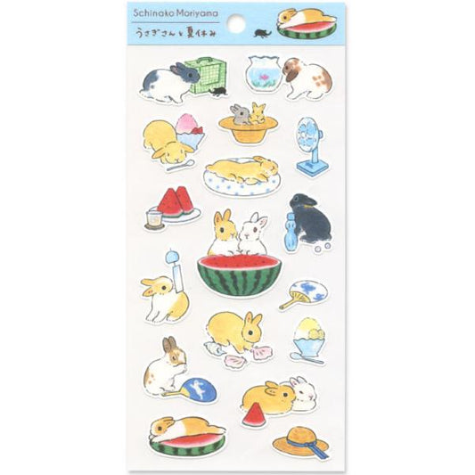 Japanese Summer Stickers - Happy Rabbits