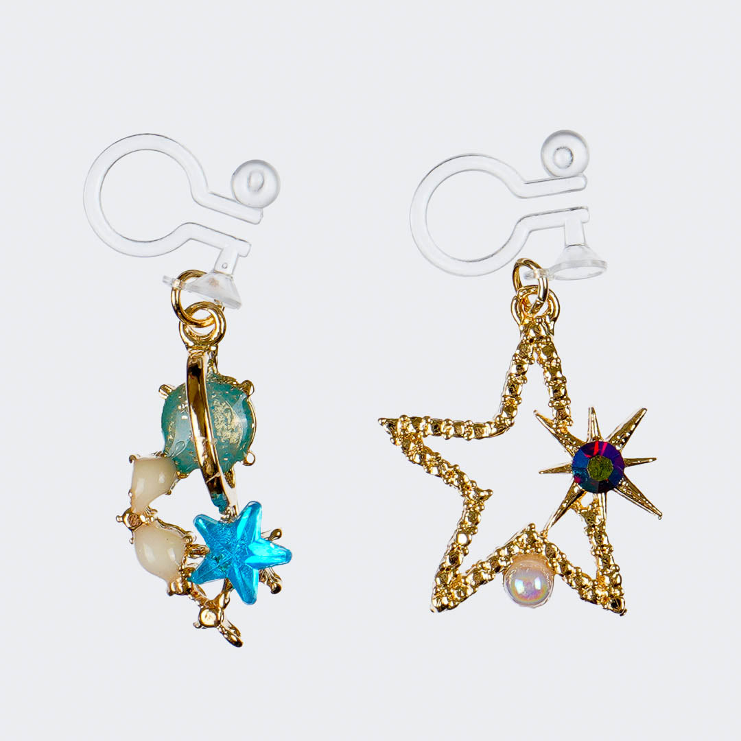 Paris Kid’s Celestial Clip-On Earrings - Planet & Stars