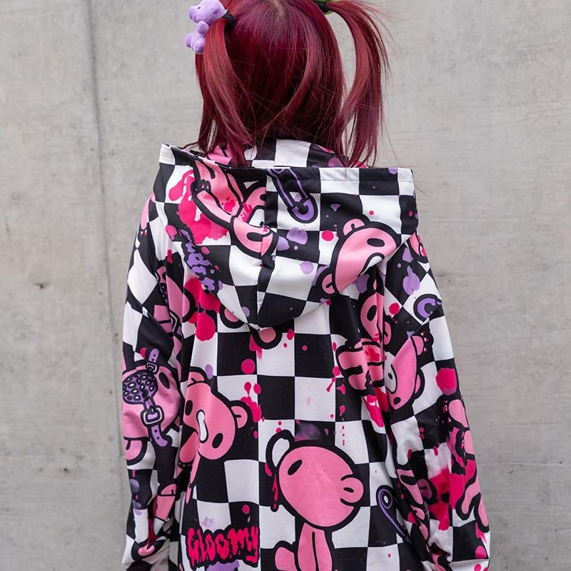 ACDC RAG Checkered Gloomy Bear Zip Hoodie