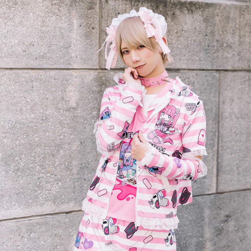 ACDC RAG Yami Kawaii Punk Menhera-chan Usamimi Parka - Pink