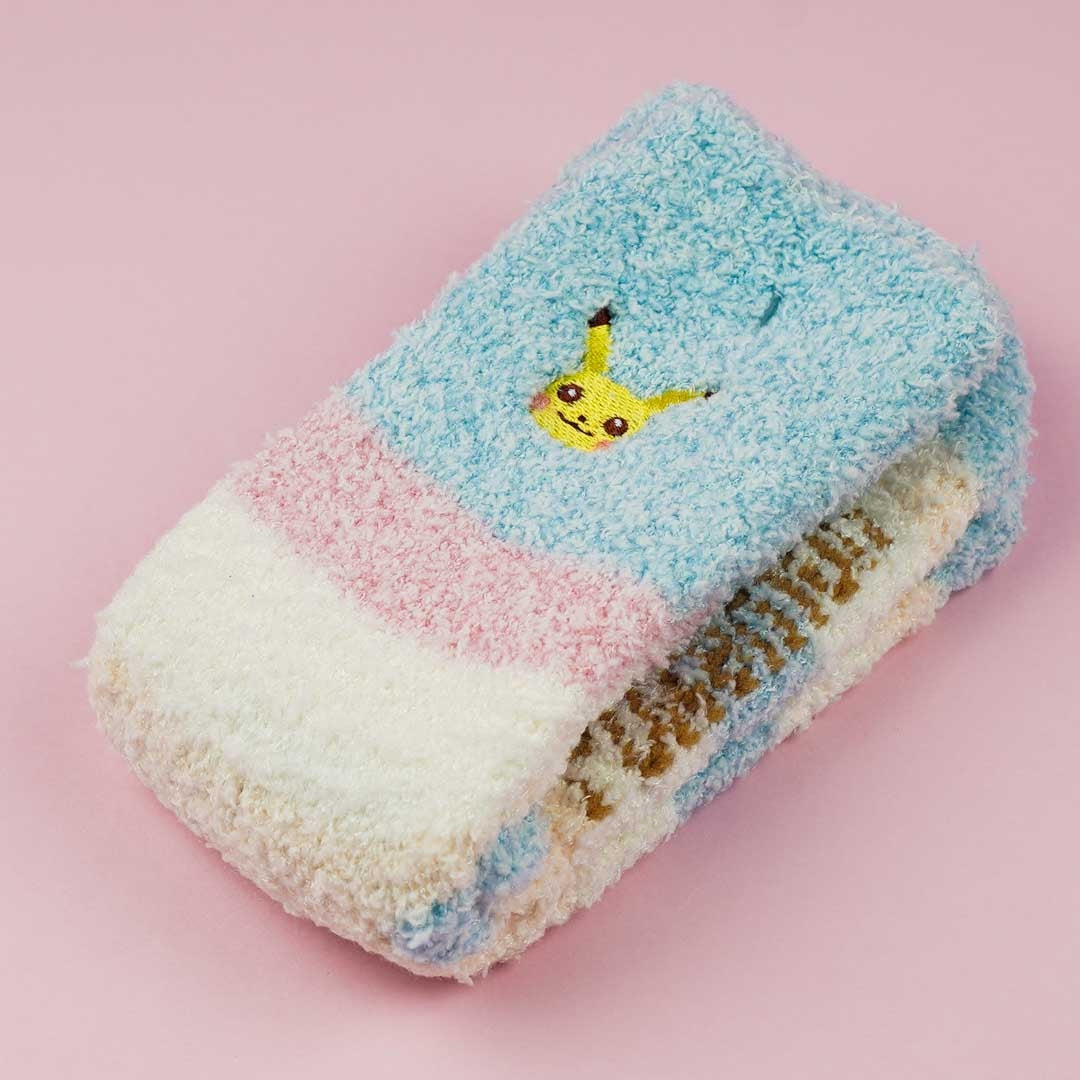 Pokemon Embroidered Fluffy Socks - Pikachu