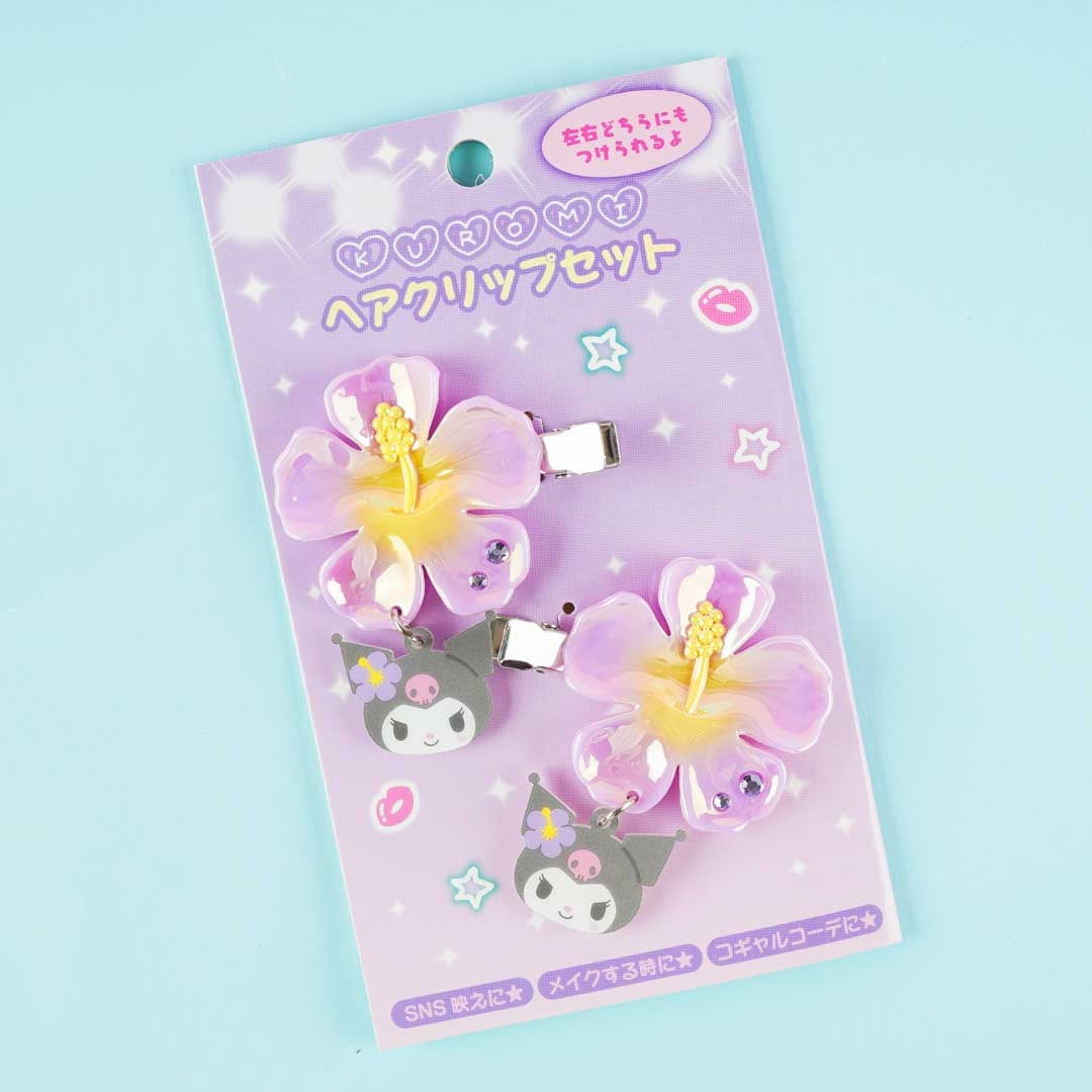 Kuromi Hibiscus Hair Clip Set